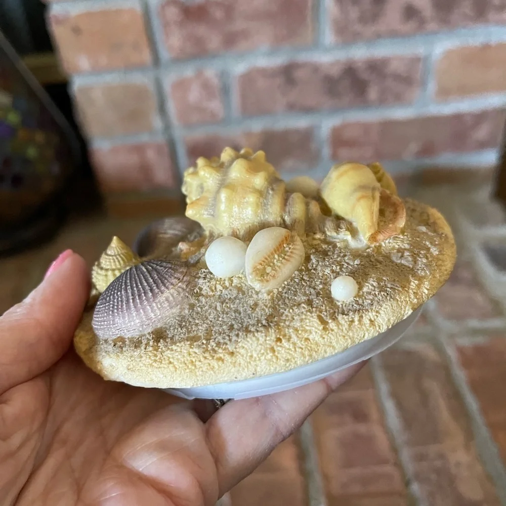 Enchanted Island Blue Candle with Beach Themed Resin Lid